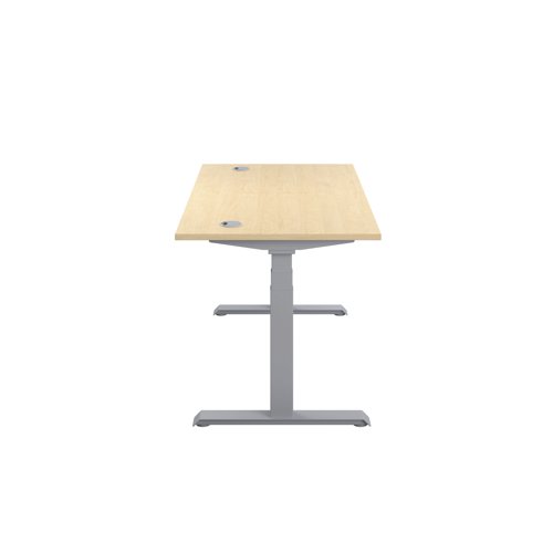 Jemini Sit/Stand Desk with Cable Ports 1600x800x630-1290mm Maple/Silver KF809951