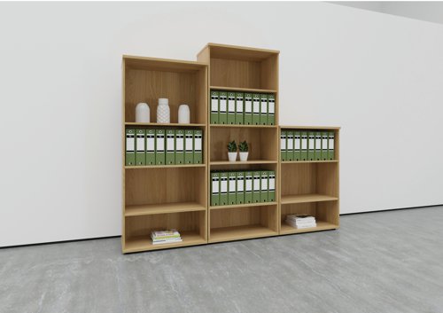 This Jemini Bookcase provides a convenient storage solution for organised office filing. Complete with three shelves, this bookcase is suitable for filing and storing lever arch and box files. The bookcase measures W800 x D450 x H1200mm and comes in a beech finish to complement the Jemini furniture range.