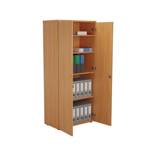 This Jemini Cupboard provides a convenient storage solution for organised office filing. Complete with four shelves, this cupboard is suitable for filing and storing lever arch and box files. The cupboard measures W800 x D450 x H1800mm and comes in a beech finish to complement the Jemini furniture range.