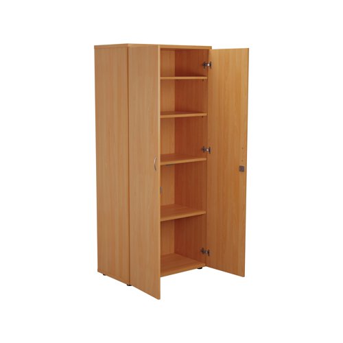 This Jemini Cupboard provides a convenient storage solution for organised office filing. Complete with four shelves, this cupboard is suitable for filing and storing lever arch and box files. The cupboard measures W800 x D450 x H1800mm and comes in a beech finish to complement the Jemini furniture range.