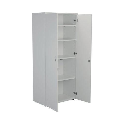 Jemini Wooden Cupboard 800x450x1800mm White KF810612 - VOW - KF810612 - McArdle Computer and Office Supplies
