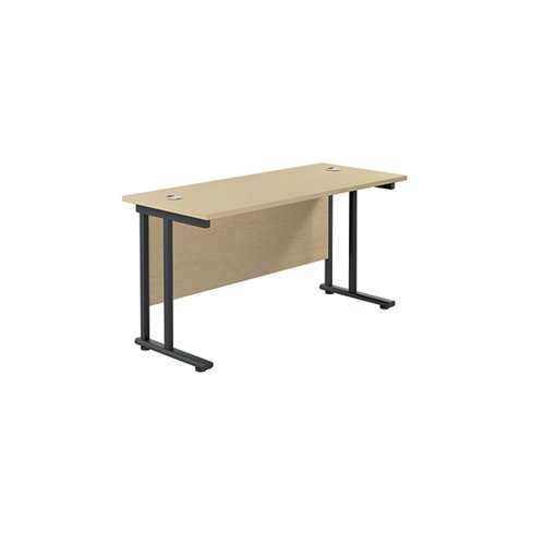 Jemini Rectangular Double Upright Cantilever Desk 1400x600x730mm Maple/Black KF810636