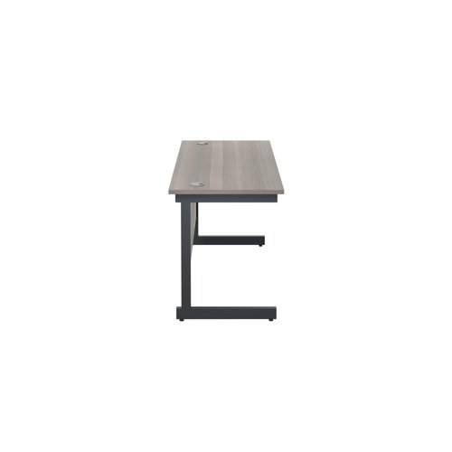 Jemini Rectangular Single Upright Cantilever Desk 1400x600x730mm Grey Oak/Black KF810650