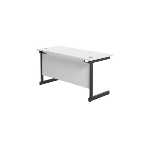 Jemini Rectangular Single Upright Cantilever Desk 1400x600x730mm White/Black KF810681