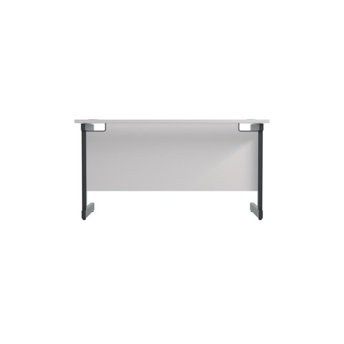 Jemini Rectangular Single Upright Cantilever Desk 1400x600x730mm White/Black KF810681