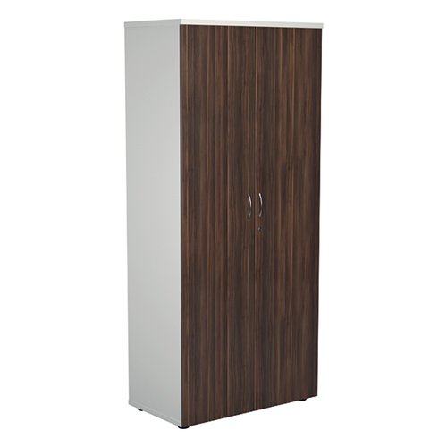 Jemini Wooden Cupboard 800x450x1800mm White/Dark Walnut KF810711