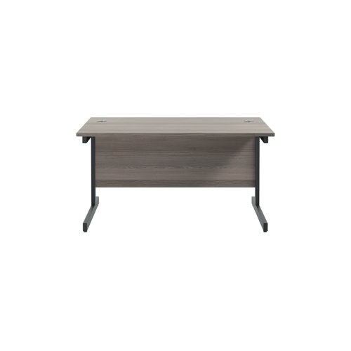Jemini Rectangular Single Upright Cantilever Desk 1400x800x730mm Grey Oak/Black KF810759