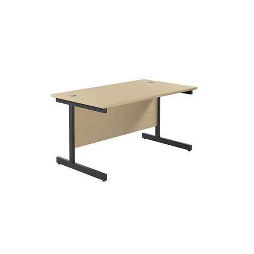 Jemini Rectangular Single Upright Cantilever Desk 1400x800x730mm Maple/Black KF810766