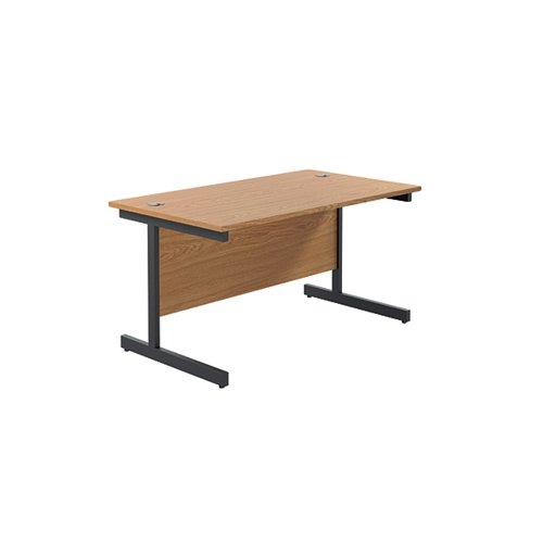 Jemini Rectangular Single Upright Cantilever Desk 1400x800x730mm Nova Oak/Black KF810773