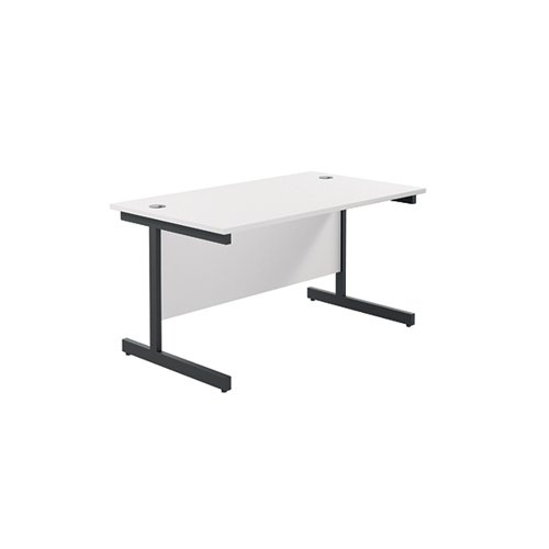 Jemini Rectangular Single Upright Cantilever Desk 1400x800x730mm White/Black KF810780