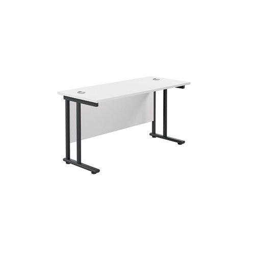 Jemini Rectangular Double Upright Cantilever Desk 1400x600x730mm White/Black KF810803
