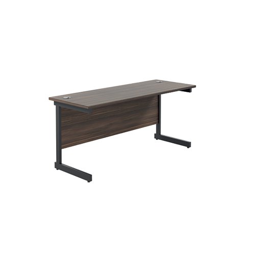 Jemini Rectangular Single Upright Cantilever Desk 1600x600x730mm Dark Walnut/Black KF810810