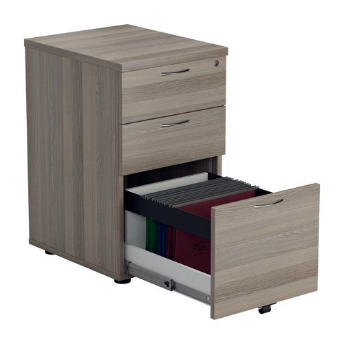 Jemini 3 Drawer Under Desk Pedestal 404x500x690mm Grey Oak KF81081 - KF81081