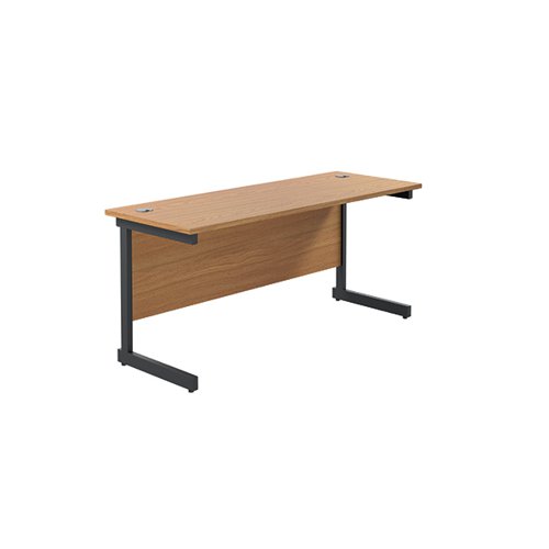 Jemini Rectangular Single Upright Cantilever Desk 1600x600x730mm Nova Oak/Black KF810841