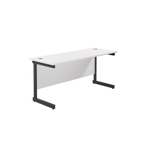 Jemini Rectangular Single Upright Cantilever Desk 1600x600x730mm White/Black KF810858
