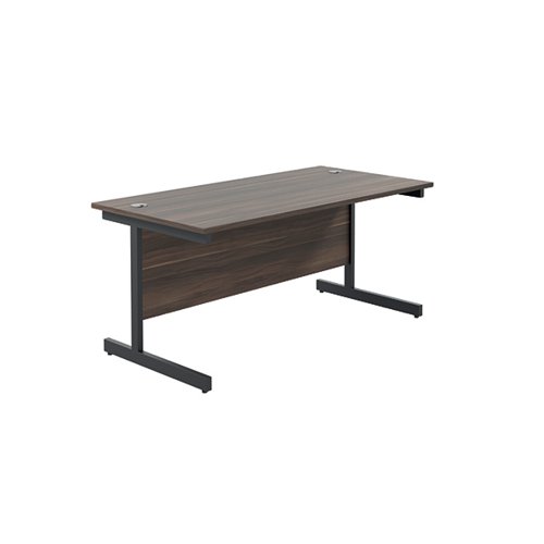 Jemini Rectangular Single Upright Cantilever Desk 1600x800x730mm Dark Walnut/Black KF810889