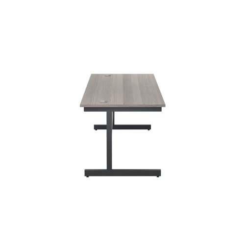 Jemini Rectangular Single Upright Cantilever Desk 1600x800x730mm Grey Oak/Black KF810897