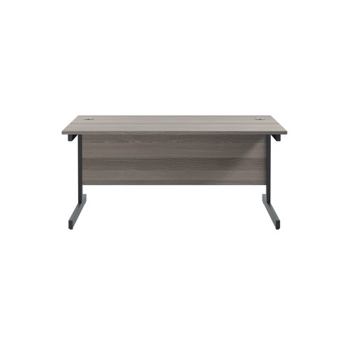 Jemini Rectangular Single Upright Cantilever Desk 1600x800x730mm Grey Oak/Black KF810897