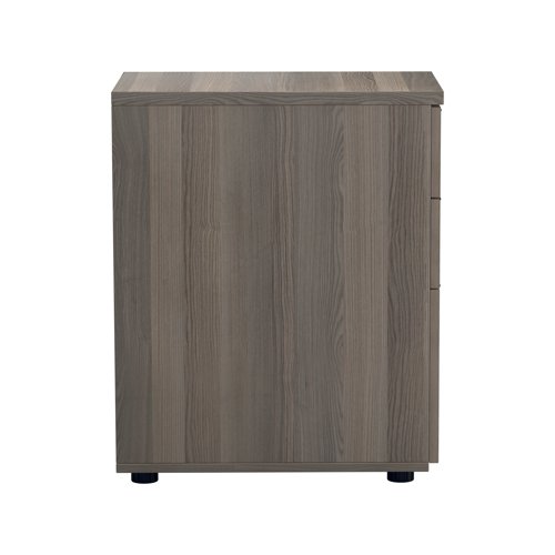 Offering a convenient and flexible place to store documents, papers and stationery, this grey oak-finish desk high pedestal can fit conveniently next to your desk to provide additional work space. The pedestal features 3 drawers consisting of 2 box drawers and 1 filing drawer suitable for foolscap suspension filing. Suitable for use with rectangular (800mm deep) or Radial (600mm and 800mm deep) desking.