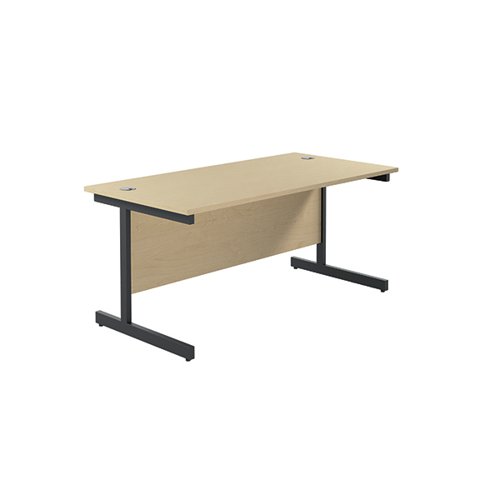 Jemini Rectangular Single Upright Cantilever Desk 1600x800x730mm Maple/Black KF810903