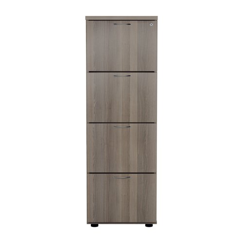 Designed for foolscap suspension files, this Jemini 4 drawer filing cabinet provides a sturdy and robust filing solution. The robust frame has anti-tilt technology for secure filing. The 4 drawers are lockable for storing confidential files and have a capacity of 25kg each. This filing cabinet measures 464x600x1365mm and complements office furniture from both the Jemini and Arista ranges.