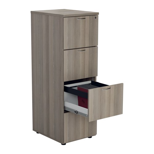 Jemini Essentials 4 Drawer Filing Cabinet 464x600x1365mm Grey Oak KF81091 Filing Cabinets KF81091
