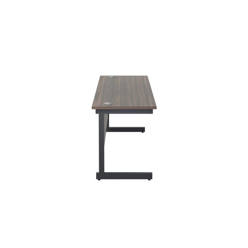 Jemini Rectangular Single Upright Cantilever Desk 1800x600x730mm Dark Walnut/Black KF810957