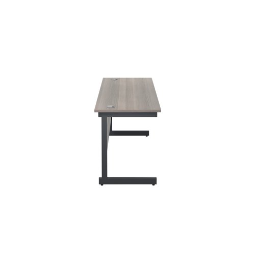 Jemini Rectangular Single Upright Cantilever Desk 1800x600x730mm Grey Oak/Black KF810965