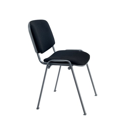 KF81096 | This multipurpose stacking chair from Jemini is a comfortable, durable choice for offices, meeting rooms, reception areas and more. It features a soft black upholstered seat and back with a sturdy frame for durability. The chairs can be stacked when not in use to save space, ideal for occasional conferences and meetings.