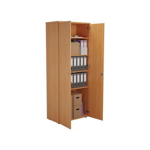 This Jemini Cupboard provides a convenient storage solution for organised office filing. Complete with four shelves, this cupboard is suitable for filing and storing lever arch and box files. The cupboard measures W800 x D450 x H2000mm and comes in a beech finish to complement the Jemini furniture range.