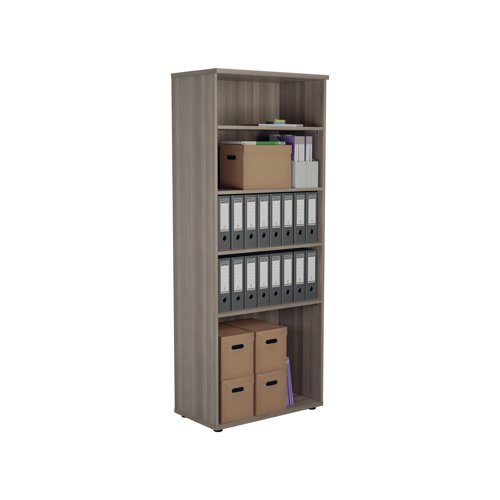This Jemini Bookcase provides a convenient storage solution for organised office filing. Complete with four shelves, this bookcase is suitable for filing and storing lever arch and box files. The bookcase measures W800 x D450 x H2000mm and comes in a grey oak finish to complement the Jemini furniture range.