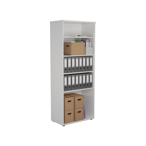This Jemini Bookcase provides a convenient storage solution for organised office filing. Complete with four shelves, this bookcase is suitable for filing and storing lever arch and box files. The bookcase measures W800 x D450 x H2000mm and comes in a white finish to complement the Jemini furniture range.