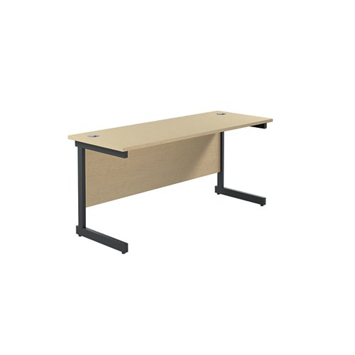 Jemini Rectangular Single Upright Cantilever Desk 1800x600x730mm Maple/Black KF812432