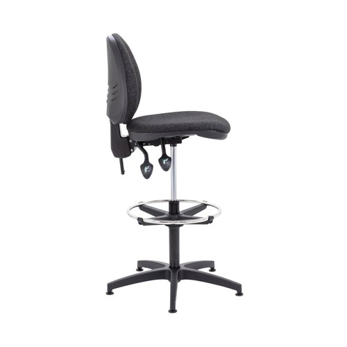 Arista Medium Back Draughtsman Chair 700x700x840-970mm Adjustable Footrest Charcoal KF815148 - KF815148