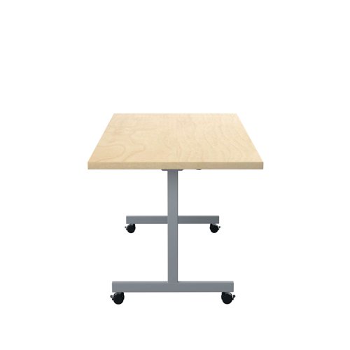 This Jemini Tilting Table can be used individually or in groups in a configuration to suit you. The table features a 25mm desktop finished in maple, with silver legs and 4 locking castors for easy mobility. This rectangular table measures 1600x700x730mm.