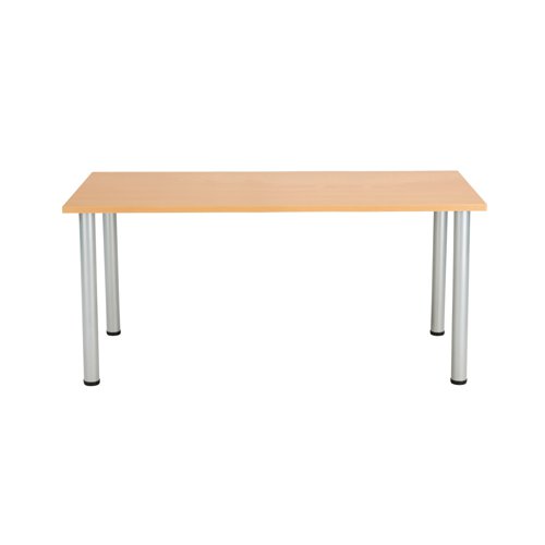 Jemini Rectangular Meeting Table 1600x800x730mm Beech/Silver KF816630 - KF816630