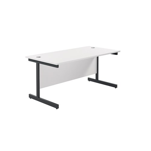 Jemini Rectangular Single Upright Cantilever Desk 1800x800x730mm White/Black KF819462