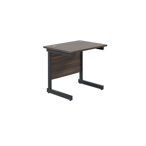 Jemini Rectangular Double Upright Cantilever Desk 800x600x730mm Dark Walnut/Black KF819493