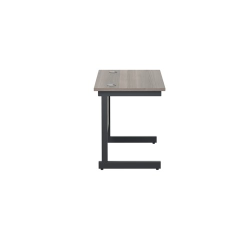 Jemini Rectangular Double Upright Cantilever Desk 800x600x730mm Grey Oak/Black KF819509