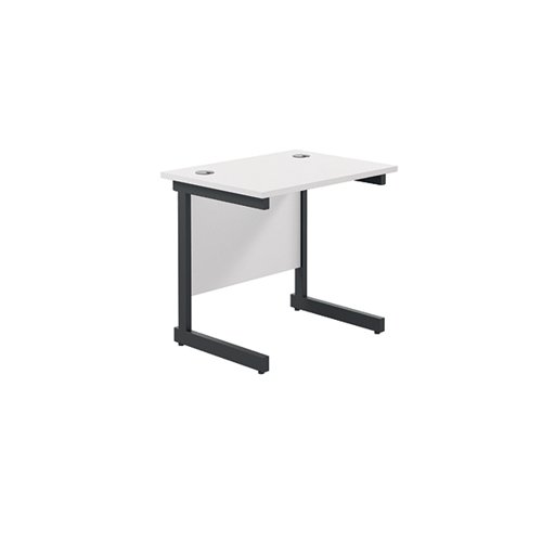 Jemini Rectangular Double Upright Cantilever Desk 800x600x730mm White/Black KF819531