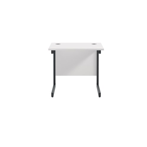 Jemini Rectangular Double Upright Cantilever Desk 800x600x730mm White/Black KF819531