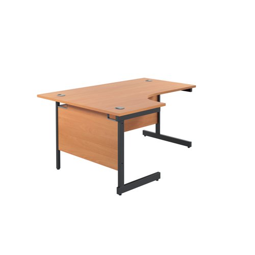 Jemini Radial Left Hand Single Upright Cantilever Desk 1600x1200x730mm Beech/Black KF819615