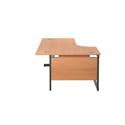 Jemini Radial Left Hand Single Upright Cantilever Desk 1600x1200x730mm Beech/Black KF819615