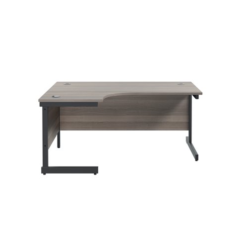 Jemini Radial Left Hand Single Upright Cantilever Desk 1600x1200x730mm Grey Oak/Black KF819646