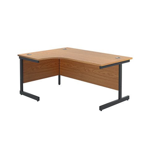 Jemini Radial Left Hand Single Upright Cantilever Desk 1600x1200x730mm Nova Oak/Black KF819660