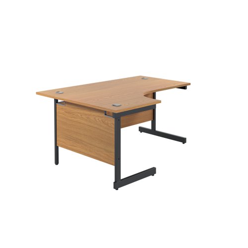 Jemini Radial Left Hand Single Upright Cantilever Desk 1600x1200x730mm Nova Oak/Black KF819660