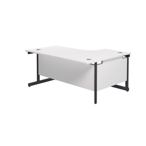Jemini Radial Left Hand Single Upright Cantilever Desk 1600x1200x730mm White/Black KF819677
