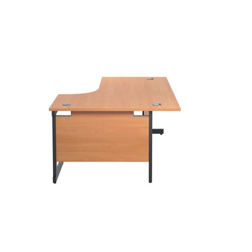 Jemini Radial Right Hand Single Upright Cantilever Desk 1600x1200x730mm Beech/Black KF819684