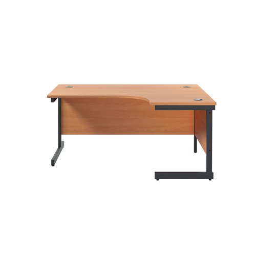 Jemini Radial Right Hand Single Upright Cantilever Desk 1600x1200x730mm Beech/Black KF819684