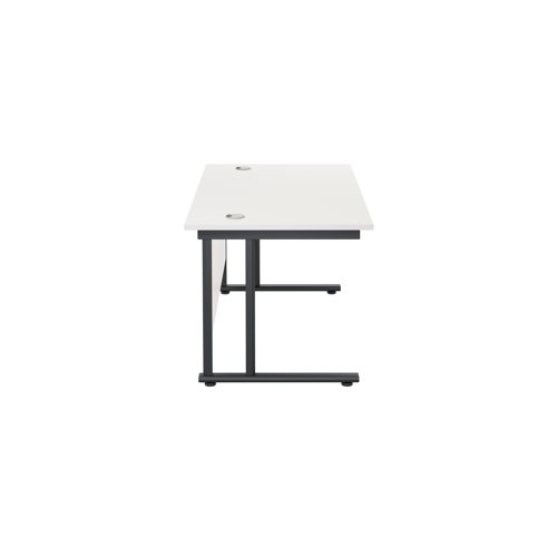 Jemini Rectangular Double Upright Cantilever Desk 1400x800x730mm White/Black KF819691 - KF819691